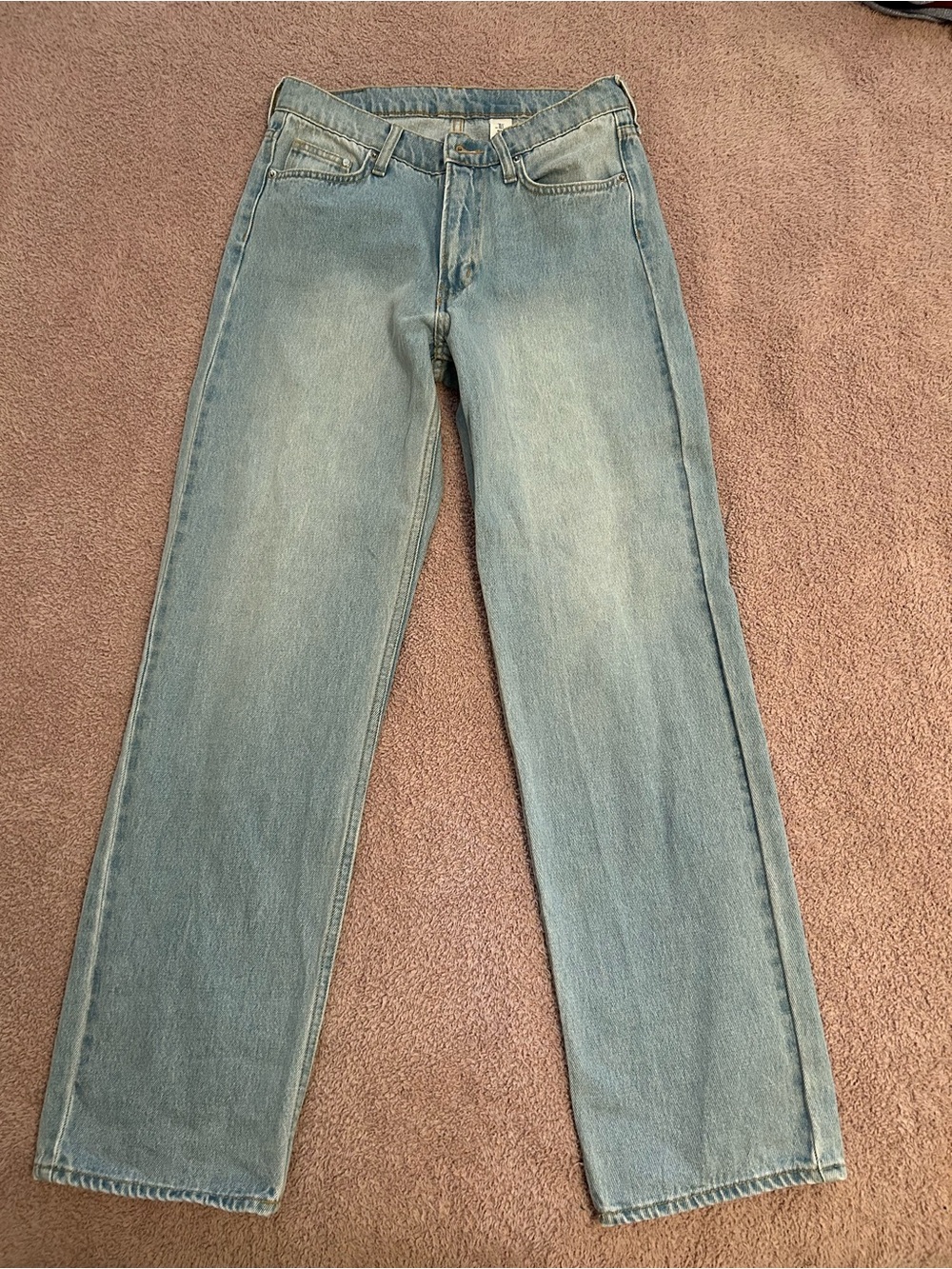 H&M Baggy Low Waist Light Blue Denim Straight-Leg Jeans